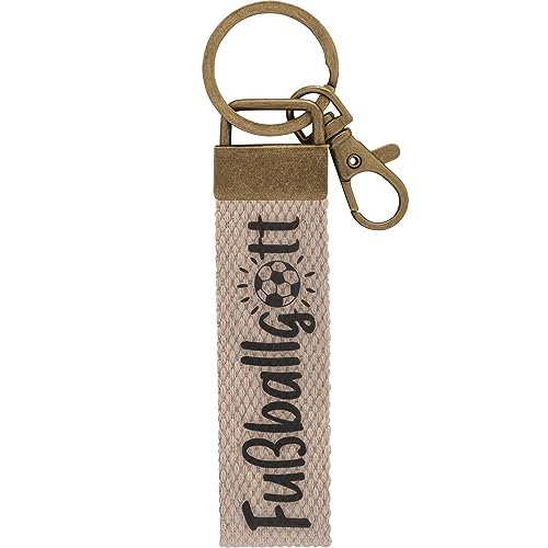 GRUSS & CO Schlüsselanhänger Canvas Motiv Fußball | Anhänger aus dunklem Canvas mit Motiv Fußballgott, mit Karabiner | 48405 GRUSS & CO Schlüsselanhänger Canvas Motiv Fußball | Anhänger aus dunklem Canvas mit Motiv Fußballgott, mit Karabiner | 48405 von GRUSS & CO