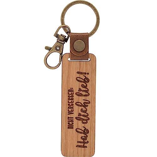 GRUSS & CO Schlüsselanhänger Holz Motiv Lieb | Anhänger aus Kirschholz mit Gravur Nicht vergessen Hab dich lieb!, inkl. Karabiner | 48331 GRUSS & CO Schlüsselanhänger Holz Motiv Lieb | Anhänger aus Kirschholz mit Gravur Nicht vergessen Hab dich lieb!, inkl. Karabiner | 48331 von GRUSS & CO