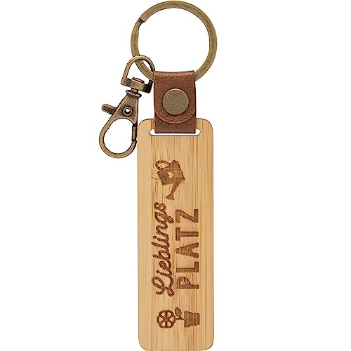 GRUSS & CO Schlüsselanhänger Holz Motiv Lieblingsplatz | Anhänger aus Bambus mit Gravur Lieblingsplatz, inkl. Karabiner | 48341 GRUSS & CO Schlüsselanhänger Holz Motiv Lieblingsplatz | Anhänger aus Bambus mit Gravur Lieblingsplatz, inkl. Karabiner | 48341 von GRUSS & CO