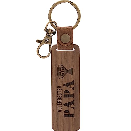 GRUSS & CO Schlüsselanhänger Holz Motiv Papa | Anhänger aus Walnussholz mit Gravur Allerbester Papa, inkl. Karabiner | 48343 GRUSS & CO Schlüsselanhänger Holz Motiv Papa | Anhänger aus Walnussholz mit Gravur Allerbester Papa, inkl. Karabiner | 48343 von GRUSS & CO