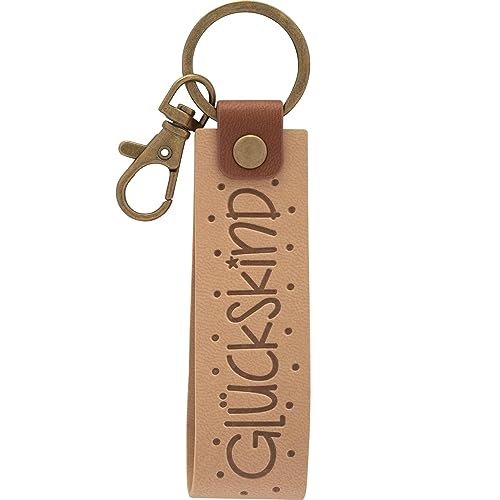 GRUSS & CO Schlüsselanhänger Kunstleder Motiv Glück | Anhänger aus hellem Kunstleder mit Motiv Glückskind, inkl. Karabiner | 48371 GRUSS & CO Schlüsselanhänger Kunstleder Motiv Glück | Anhänger aus hellem Kunstleder mit Motiv Glückskind, inkl. Karabiner | 48371 von GRUSS & CO