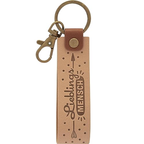 GRUSS & CO Schlüsselanhänger Kunstleder Motiv Mensch | Anhänger aus hellem Kunstleder mit Motiv Lieblingsmensch, inkl. Karabiner | 48372 GRUSS & CO Schlüsselanhänger Kunstleder Motiv Mensch | Anhänger aus hellem Kunstleder mit Motiv Lieblingsmensch, inkl. Karabiner | 48372 von GRUSS & CO