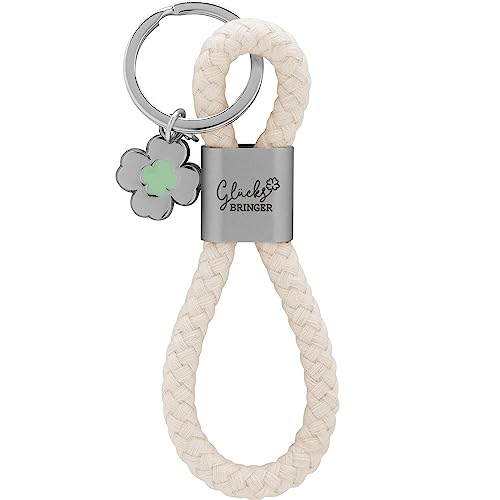 GRUSS & CO Schlüsselanhänger Loop Motiv Glücksbringer | Anhänger bestehend aus einer geflochtenen Schlaufe, mit Motivdruck Glücksbringer, mit Kleeblatt-Charm | 48353 GRUSS & CO Schlüsselanhänger Loop Motiv Glücksbringer | Anhänger bestehend aus einer geflochtenen Schlaufe, mit Motivdruck Glücksbringer, mit Kleeblatt-Charm | 48353 von GRUSS & CO
