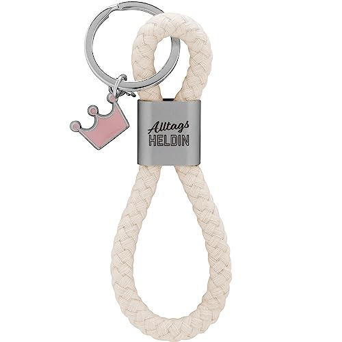 GRUSS & CO Schlüsselanhänger Loop Motiv Heldin | Anhänger bestehend aus einer geflochtenen Schlaufe, mit Motivdruck Alltagsheldin, mit Krönchen-Charm | 48352 GRUSS & CO Schlüsselanhänger Loop Motiv Heldin | Anhänger bestehend aus einer geflochtenen Schlaufe, mit Motivdruck Alltagsheldin, mit Krönchen-Charm | 48352 von GRUSS & CO
