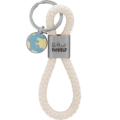 GRUSS & CO Schlüsselanhänger Loop Motiv Welten | Anhänger bestehend aus einer geflochtenen Schlaufe, mit Motivdruck Weltenbummler, mit Weltkugel-Charm | 48354 GRUSS & CO Schlüsselanhänger Loop Motiv Welten | Anhänger bestehend aus einer geflochtenen Schlaufe, mit Motivdruck Weltenbummler, mit Weltkugel-Charm | 48354 von GRUSS & CO