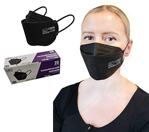 HCS-Pro FFP2 Maske (Schwarz), 25 Masken einzeln verpackt von GRZ Gangrong