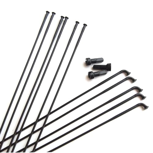 GSCLZ Leichte Säule TB2015 Fahrradspeichen Rennrad Straight Pull J-Bend Rays 14G rund schwarz dreifach konifiziert Edelstahl Nippel Nippel Light Pillar(J-Bend 10pcs) von GSCLZ