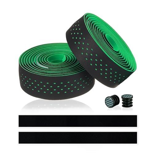 GSCLZ LenkerbäNder Weiches Rennrad-Lenkerband aus Kork, Eva-PU-Fahrradlenkerband, professionelles Radfahren, dämpfende Anti-Vibrations-Wrap(Green - PVC Pack) von GSCLZ