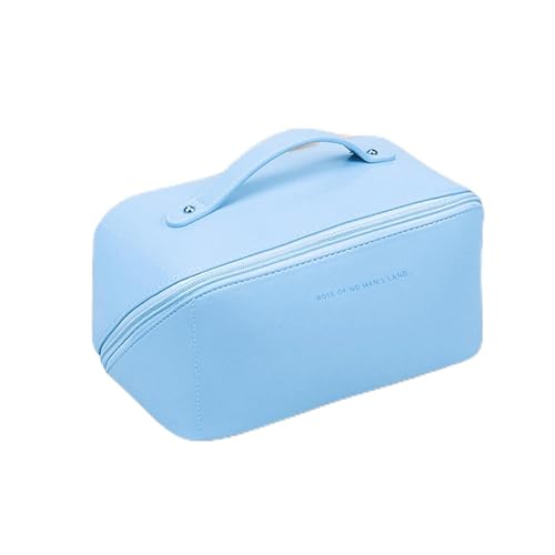 Kosmetiktasche Reise-Kosmetiktasche mit großer Kapazität, tragbare PU-Make-up-Tasche, wasserdicht, for Badezimmer, Kulturbeutel, multifunktionales Kulturset Make Up Bag (Color : Sky Blue) von GSCLZ