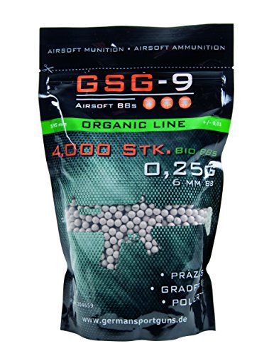 0,25g GSG-9 6mm BIO BBs 4.000 Stk Softairkugeln 0,25 BB Kugeln gratfrei polierte Airsoftkugeln Kugeln Softair Munition Airsoft BBs Airsoft Munition BBs für Luftpistole Luftgewehr Softairwaffe Airsoftpistole Softairgewehr von GSG