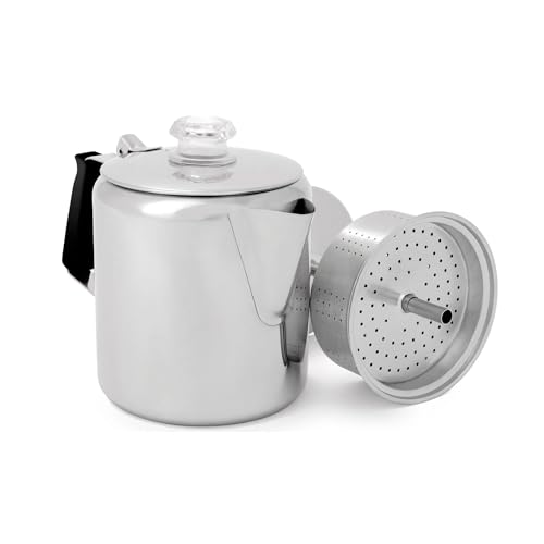 GSI Outdoors Glacier Kaffeekanne aus Edelstahl mit Silikongriff, Unisex, GSI Edelstahl-Perkolator mit Silikongriff, 6 Tassen, 65206, Edelstahl, gebürstet, 6 Tassen GSI Outdoors Glacier Kaffeekanne aus Edelstahl mit Silikongriff, Unisex, GSI Edelstahl-Perkolator mit Silikongriff, 6 Tassen, 65206, Edelstahl, gebürstet, 6 Tassen von GSI Outdoors