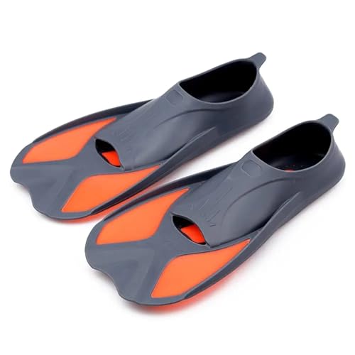 Schwimmflossen 1 Paar Schwimmflossen Größe 30-37 Kurze Flossen Tauchschuhe Tauchen Schwimmausrüstung schwimmflügel flippers(Gray orange XXXXS) von GSJNHY