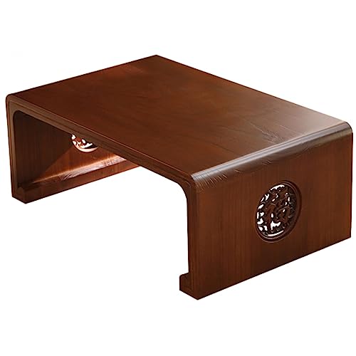 Couchtisch aus massivem Holz, Vintage-Teetisch, niedriger Tisch zum Sitzen auf dem Boden, tragbarer Klapptisch, Kotatsu-Tisch, Esstisch, Altar-Bodentisch (Farbe: Braun, Größe: 60 x 40 x 30 cm) Chaser von GSKDBCC