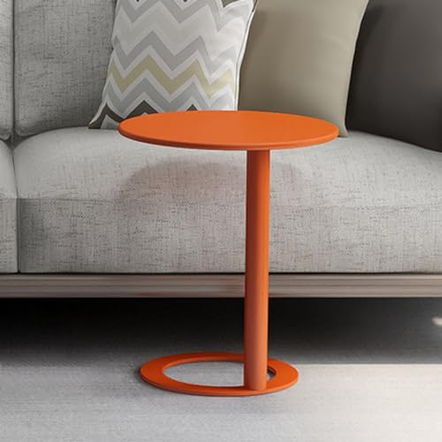 GSKDBCC C-förmiger Beistelltisch, runder Beistelltisch aus Metall, C-förmiger Kleiner Couchtisch für kleine Räume im Wohnzimmer und Schlafzimmer, Orange Chaser of Light von GSKDBCC