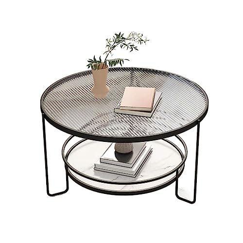 GSKDBCC Couchtisch Runde Couchtische mit Stauraum Schieferregal Mitteltisch Glas-Couchtisch mit Metallrahmen Kleiner Couchtisch Moderner Couchtisch für Wohnzimmer M Chaser of Light von GSKDBCC