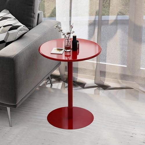 GSKDBCC Moderner Couchtisch aus Metall, runder Akzenttisch, 16 Zoll breit, Kleiner Beistelltisch, Couchtisch für Wohnzimmer, Schlafzimmer, kleine Räume (40 x 40 x 72 cm, rot) Chaser of Light von GSKDBCC