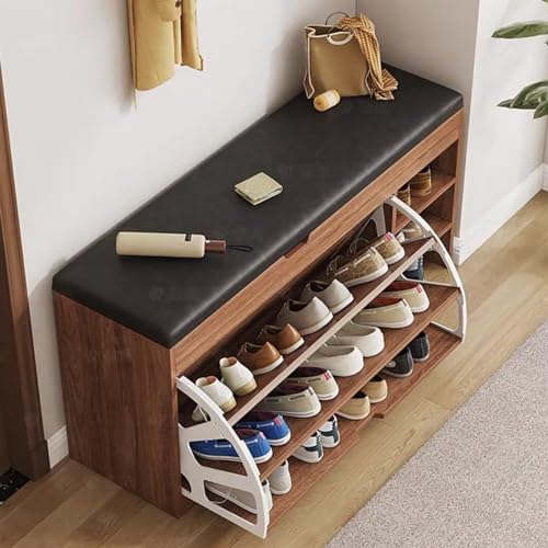 GSKDBCC Moderner Schuhschrank, Schuhregalbank für Eingangsbereich, Flur, Klapptüren, Schlafzimmer- und Wohnzimmer-Organizer, Feldeiche (Pastoraleiche, 100 cm) (Walnuss 100 cm) Chaser of Light von GSKDBCC