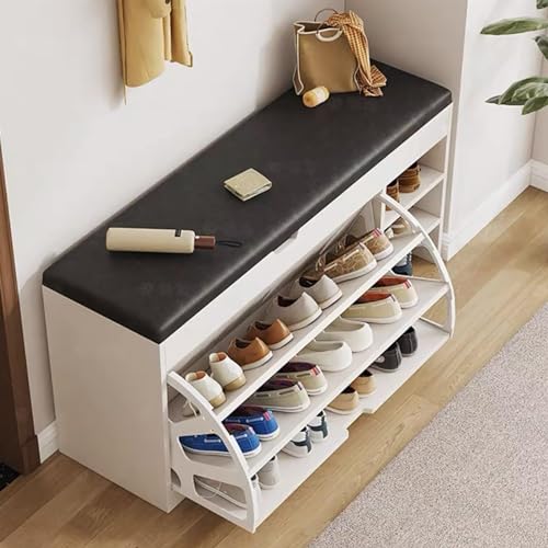 GSKDBCC Moderner Schuhschrank, Schuhregalbank für Eingangsbereich, Flur, Klapptüren, Schlafzimmer- und Wohnzimmer-Organizer, Feldeiche (Pastoraleiche, 100 cm) (weiß 80 cm) Chaser of Light von GSKDBCC