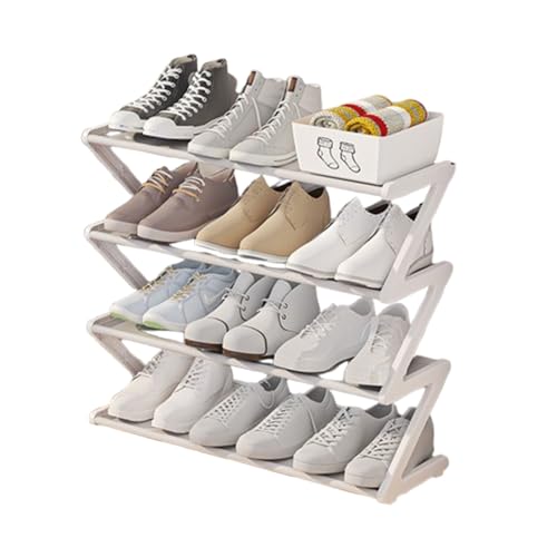 GSKDBCC Z-förmiges Schuhregal, universelles Schuhregal mit 4 Ebenen, einteiliges Design, platzsparendes Schuhregal für Schlafzimmer, Eingangsbereich (schwarz) (weiß, Einheitsgröße) Chaser of Light von GSKDBCC