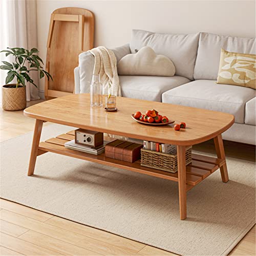 Klappbarer Couchtisch, Cocktailtisch, Teetisch, Retro-Mitteltisch mit Ablage, Couchtisch im modernen Stil, doppellagig, mit offenem Stauraum, für das Wohnzimmer, Home Office, Holz Chaser of Light von GSKDBCC