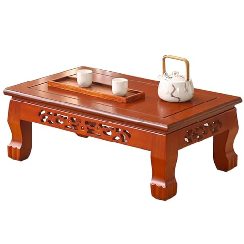 Niedriger Tisch für Zuhause, Couchtisch, Balkon, kleiner Teetisch, Tatami-Couchtisch aus Holz, einfacher Erkerfenstertisch (Größe: 50 x 35 x 28 cm, Farbe: Weiß) (Orange 60 x 40 x 28 cm) Chaser of von GSKDBCC