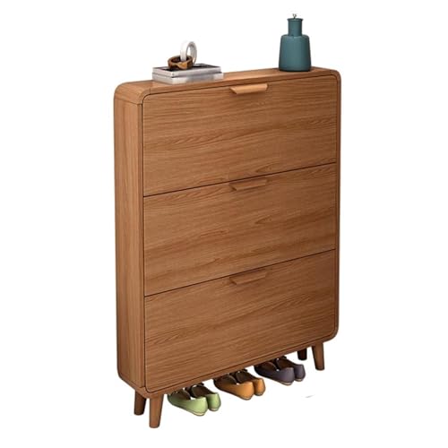 Schuhregal, Schuhschrank, Schuhschrank aus Holz mit 3 Klappschubladen, modernes, schlankes Schuh-Organizer-Regal aus Holz für Eingangsbereich, Wohnzimmer, Schlafzimmer, stapelbares Schuhregal (90 x von GSKDBCC