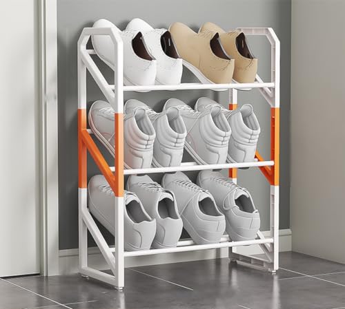 Schuhregal, kleiner Mini-Schuh-Organizer, schmales Schuhregal, leichte Schuhaufbewahrung, Schuhständer-Organizer für stabilen, schmalen Schrankeingang, Flur und Ecke, platzsparend (Orange Five) von GSKDBCC