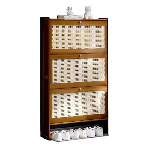 Schuhregal, schlanker Schuhschrank für den Eingangsbereich, Bambus-Schuh-Organizer mit Klappschubladen, freistehender Schuhschrank für Schrank, Flur-Schuh-Organizer (B, 70 x 17 x 120 cm) (B 50 x 17 x von GSKDBCC