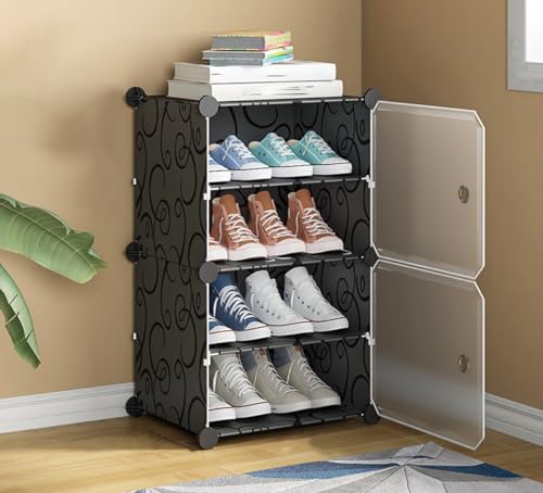 Schuhschrank-Organizer, multifunktionales, modulares, würfelförmiges Schuhregal zur Platzersparnis, für Flur, Schlafzimmer, Eingangsbereich, für alle Arten von Schuhen, Kleidung, abnehmbare Trennwand von GSKDBCC