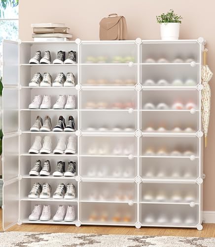 Schuhschrank-Organizer, multifunktionales modulares Würfel-Aufbewahrungs-Schuhregal mit Seitentür, für Flur, Schlafzimmer, Eingangsbereich, Wohnzimmer für alle Arten von Schuhen, abnehmbare Trennwand von GSKDBCC