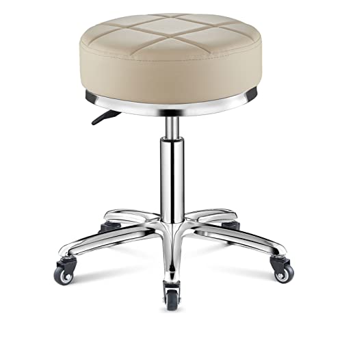 GSKXHDD N/A Massagehocker Stuhl auf Rädern für Beauty Kitchen Salon Home Office, höhenverstellbarer rollender Drehhocker,F Vollmond Independence von GSKXHDD