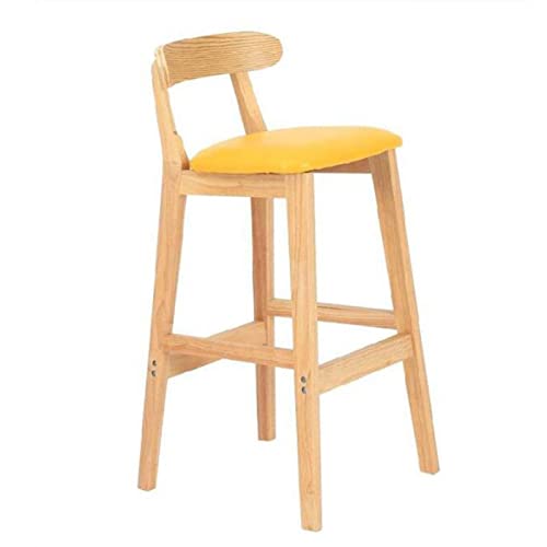 ZXIAOR- Barhocker/Frühstückshocker, Barstühle aus Holz für die Küche, Café, Bistro-Thekenhocker aus Holz in Holzfarbe, PU-Hocker, ergonomischer Stuhl mit Holzrückenlehne, mit Holzfußstütze (Größe: 62 von GSKXHDD