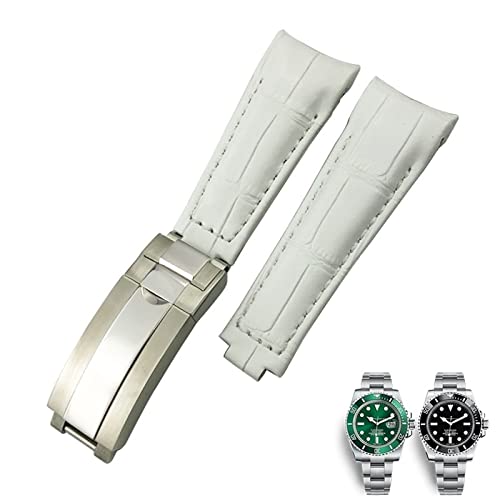 GSZCCZS 20-mm-Uhrenarmbänder mit gebogenem Ende, Lederarmband, passend für 116610 Submariner Oyster GMT Daytona Slide Lock Buckle Rindslederarmbänder von GSZCCZS