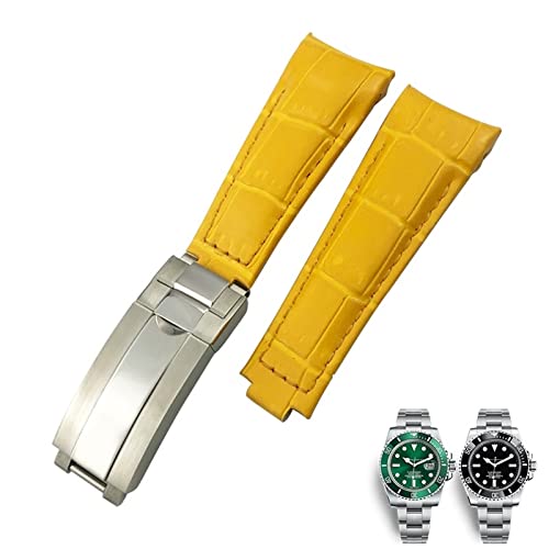 GSZCCZS 20-mm-Uhrenarmbänder mit gebogenem Ende, Lederarmband, passend für 116610 Submariner Oyster GMT Daytona Slide Lock Buckle Rindslederarmbänder von GSZCCZS