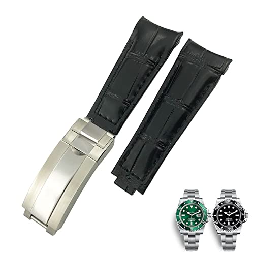 GSZCCZS 20-mm-Uhrenarmbänder mit gebogenem Ende, Lederarmband, passend für 116610 Submariner Oyster GMT Daytona Slide Lock Buckle Rindslederarmbänder von GSZCCZS