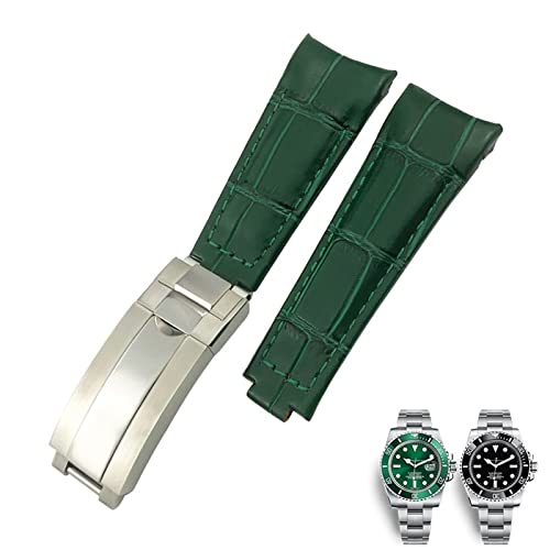 GSZCCZS 20-mm-Uhrenarmbänder mit gebogenem Ende, Lederarmband, passend für 116610 Submariner Oyster GMT Daytona Slide Lock Buckle Rindslederarmbänder von GSZCCZS