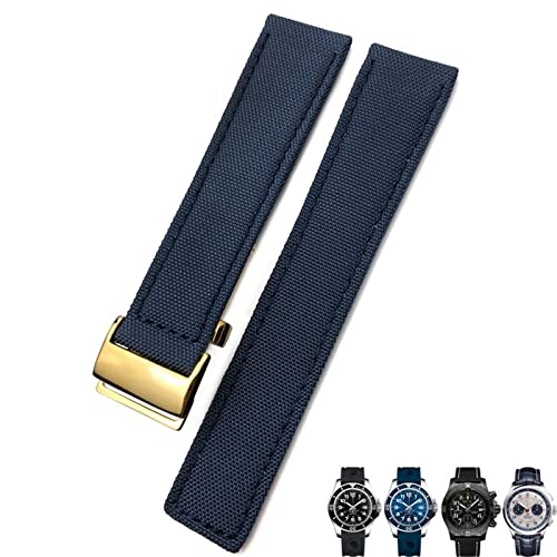 GSZCCZS 22mm Canvas Nylon Uhrenarmband Blau Grün Uhrenarmband Für Breitling CHRONOMAT NAVITIMER SUPEROCEAN Für Männer Armband von GSZCCZS