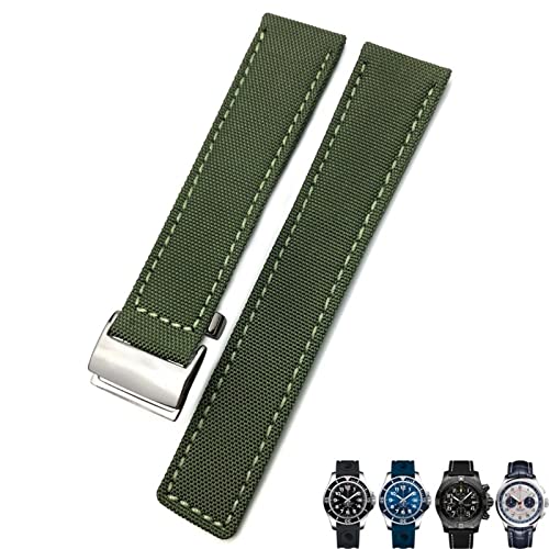 GSZCCZS 22mm Canvas Nylon Uhrenarmband Blau Grün Uhrenarmband Für Breitling CHRONOMAT NAVITIMER SUPEROCEAN Für Männer Armband von GSZCCZS