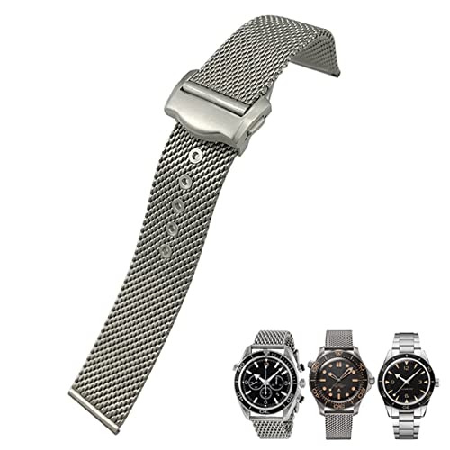 GSZCCZS 316L Edelstahl-Uhrenarmbänder 20 mm Uhrenarmband für Omega 007 Seamster 300 Siver Metallgewebtes Uhrenarmband von GSZCCZS