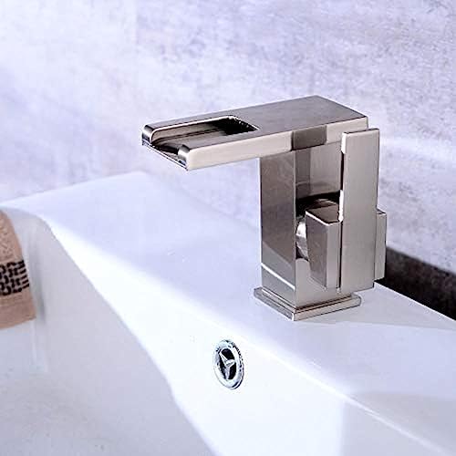 GSZCCZS Bad Waschbecken Wasserhahn Wasserhahn Wasserhahn, gebürstete Becken Wasserhahn Badezimmer Wasserfall Wasserhahn Waschbecken Temperaturregelung Wasserhahn unter Zähler Becken Wasserhahn von GSZCCZS