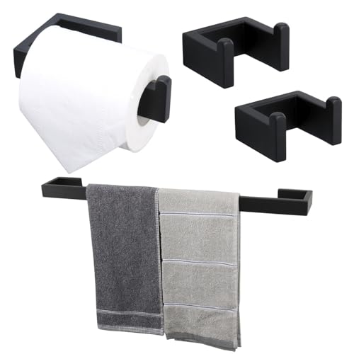 GSZCCZS Badezimmer-Hardware-Set beinhaltet quadratischen 24-Zoll-Badetuchhalter, Toilettenpapierhalter und Wandhaken, wandmontiertes Badezimmerzubehör aus Edelstahl SUS304 für Badezimmer und Küche von GSZCCZS