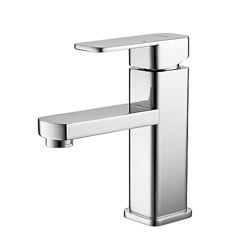 GSZCCZS Badezimmer-Wasserhahn, Waschtischarmaturen, Mischbatterie, Messing-Finish, quadratische Säule, Designer-Wasserhahn, Chrom, Moderne Wasserfall-Armaturen, L1033B von GSZCCZS