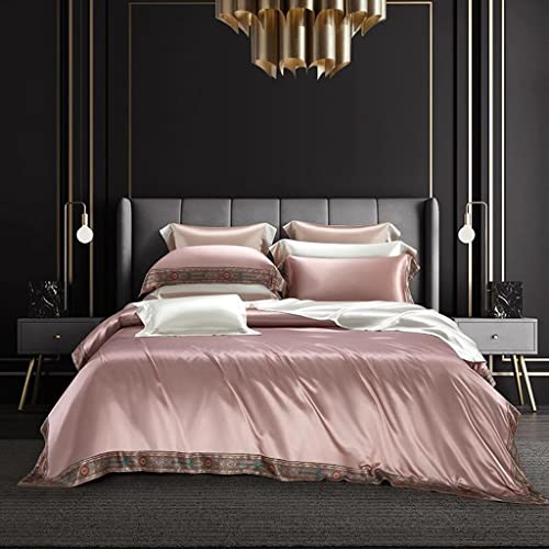 GSZCCZS Bed Items Vierteiliges Set Einfacher Bettlaken-Bettbezug Nackter Schlaf Seidig Glatter Bettbezug Seidenbettwäsche (D 220 * 240 cm) (Argento 220 * 240 cm) von GSZCCZS