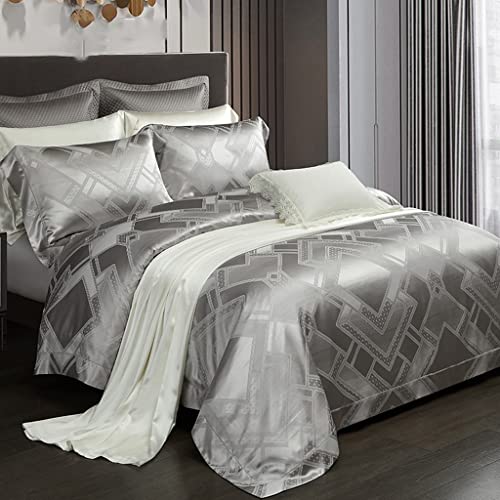 GSZCCZS Bett Vierteiliges Set Seidenbettbezug Seide Nude Schlafbettbezug Satin Hautfreundliche weiche Bettwäsche (Farbe: D, Größe: 220 * 240 cm) (D 220 * 240 cm) von GSZCCZS