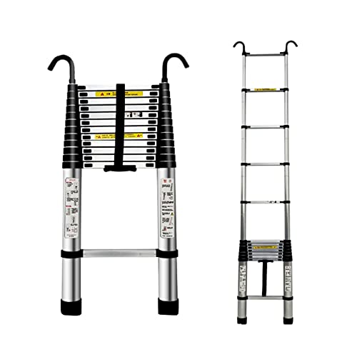 GSZCCZS Dachbodenzugang/RV-Teleskopleiter mit Haken, klappbare Teleskopleiter aus Aluminium, 8 12,5 15 16 16,5 20 Fuß, Ausziehleiter für Zuhause, RooTop-Zelt und Outdoor von GSZCCZS