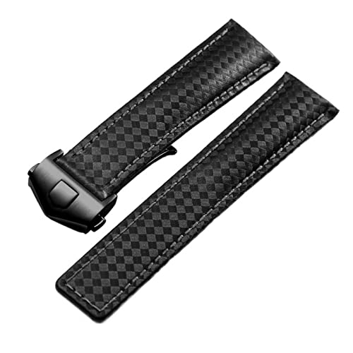 GSZCCZS Echtes Lederarmband mit Kohlefasermuster, 20 mm, 22 m, für Uhrenarmband der Monaco-Serie von GSZCCZS