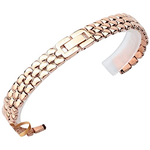 GSZCCZS Edelstahl-Armband, Silber, Roségold, Ersatzarmband, 6, 8, 10, 12, 14 mm, kleines Zifferblatt, modische Damen-Uhrenkette von GSZCCZS