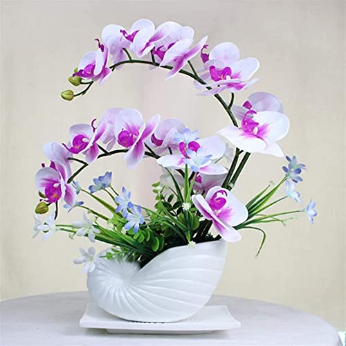 GSZCCZS Künstliche Blume, künstlicher Bonsai mit Vase, künstliche Orchideenblüten mit Vase, künstliche Pflanze mit Topf, Phalaenopsis-Bonsai für Wohnzimmer, Kunstblumen, Desktop-Dekor-Ornamente, B von GSZCCZS