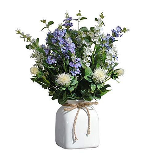 GSZCCZS Künstliche Blume im Topf, künstliche Blumen mit Keramikvase, Seidenblumenarrangements für das Esszimmer, künstlicher Blumenstrauß für Zuhause, Hochzeitsdekoration, künstliche Pflanze, von GSZCCZS