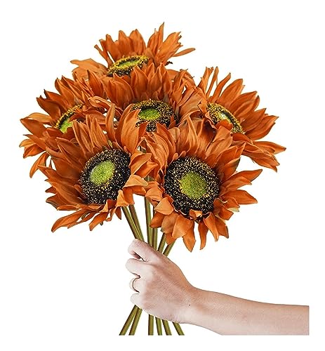 GSZCCZS Künstliche Blumen, Kunstblumen, 6 Stück, künstliche Sonnenblumen aus Seide, Kunstblumen, Großpackung, Blumenstrauß für Hochzeitstisch-Mittelstücke, Blumendekorationen (Farbe: Blanc) (Kaffee) von GSZCCZS